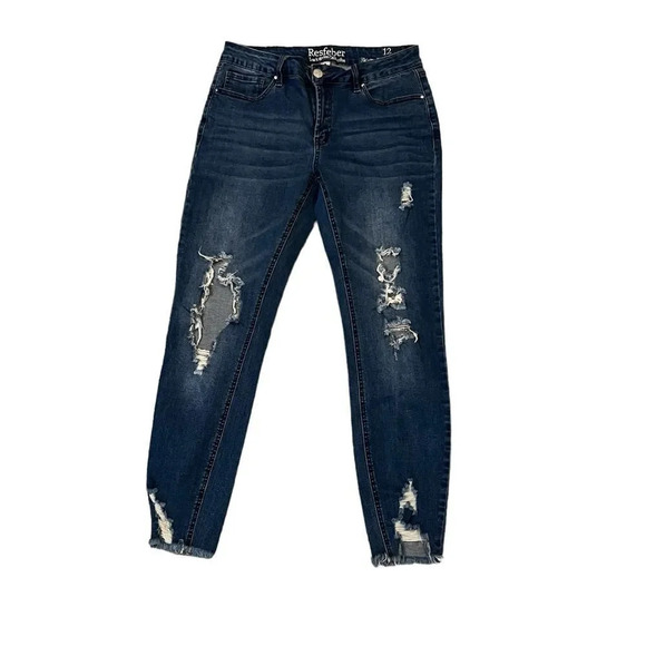Resfeber Women's Skinny Dark Wash Boyfriend Jeans Size 12‎ - Picture 1 of 3